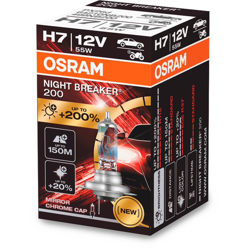 Osram, Night Breaker 200 Laser Halogenlampa - H7 - 12V/55W - Enstyck