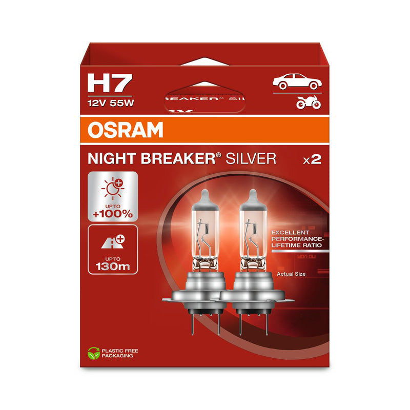 Osram, Night Breaker Silver Halogenlampor - H7 - 12V/55W - Set om 2