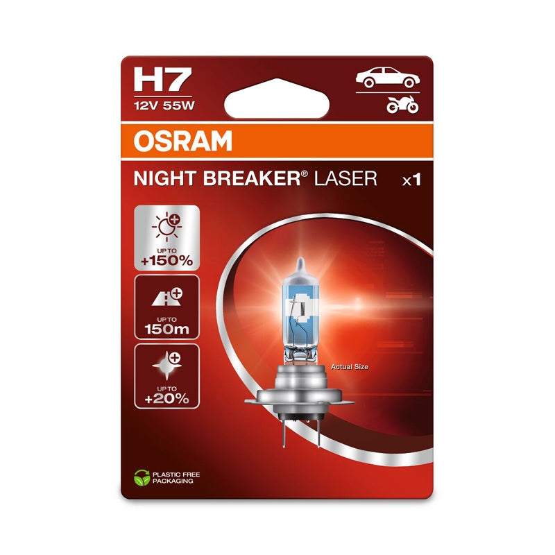 Osram, Night Breaker Laser Halogen glödlampa - H7 - 12V/55W - Ett stycke