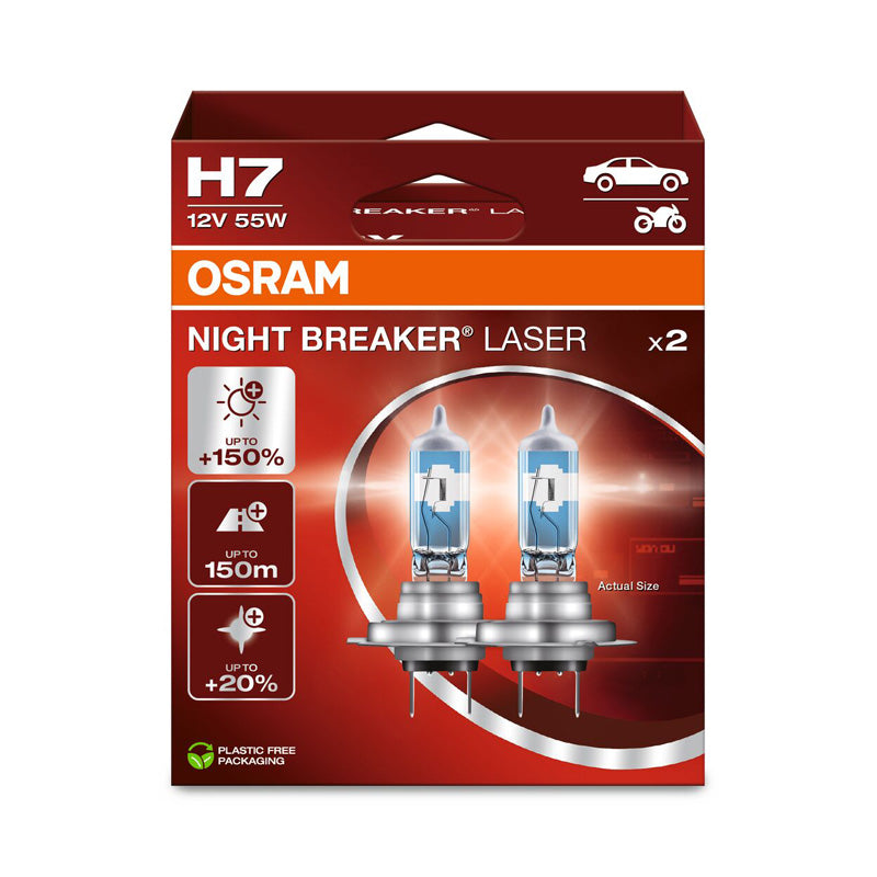 Osram, Night Breaker Laser Halogenlampor - H7 - 12V/55W - Set om 2