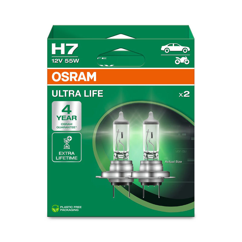 Osram, Ultra Life halogenlampor - H7 - 12V/55W - Set med 2 st