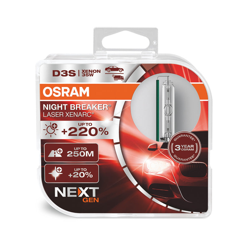 Osram, XENARC Night Breaker Laser Xenon-lampor D3S - 12V/35W - 2 st. - 4400K - 220% mer ljus