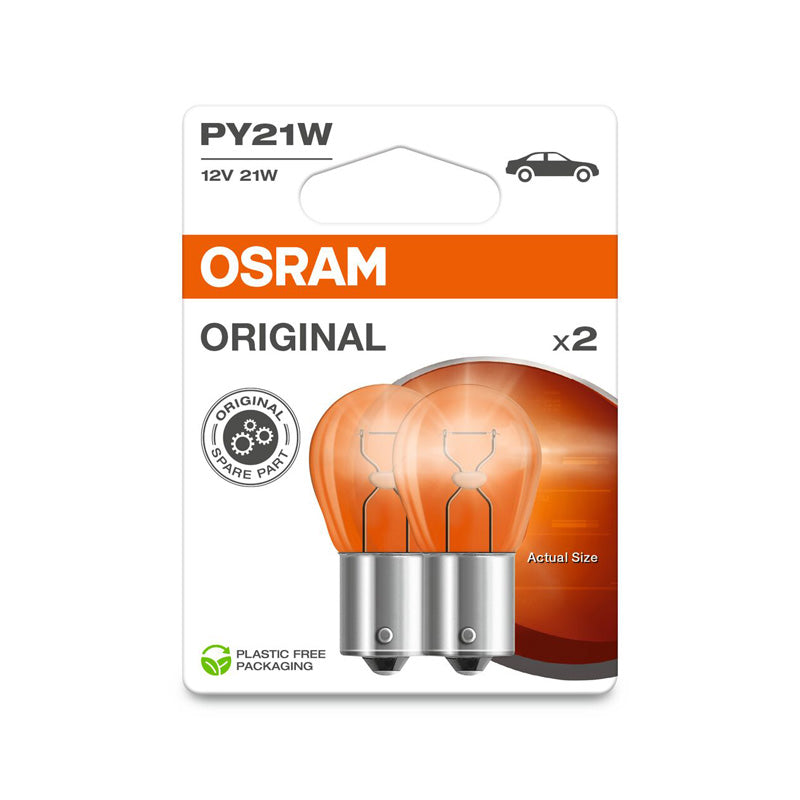 Osram, Original halogenlampor - BAU15S - 12V/21W - Set om 2 - Orange