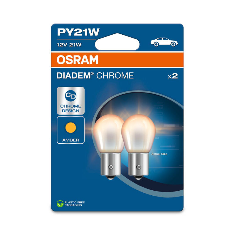 Osram, Diadem Chrome halogenlampor - BAU15S - 12V/21W - Set om 2 - Orange