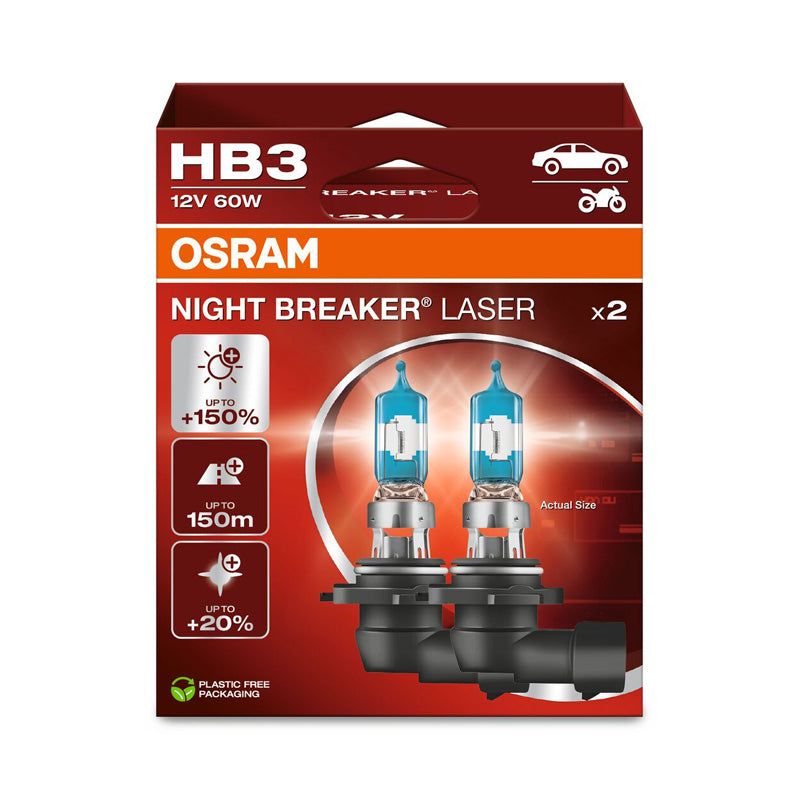 Osram, Night Breaker Laser Halogenlampor - HB3 (9005) - 12V/60W - 2st.