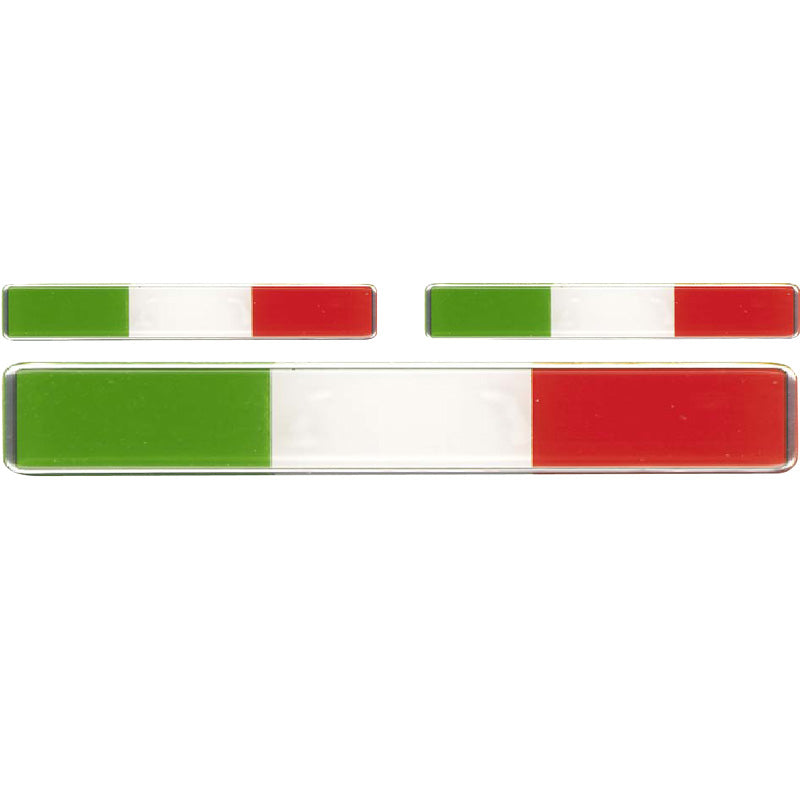 Quattroerre, 3D-klistermärke "Italiensk flagga" - Set med 3 - 108x16 mm & 51x8 mm