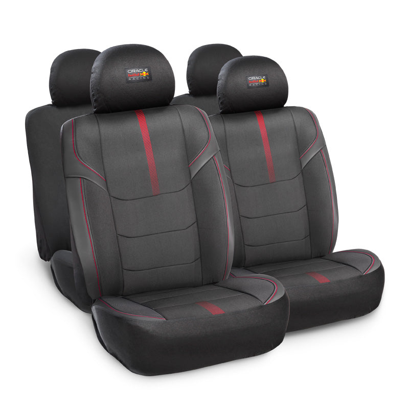 Red Bull Racing, Universal Seat Cover Set Pro - 10-delat - Svart/Röd - passar sidokrockkuddar