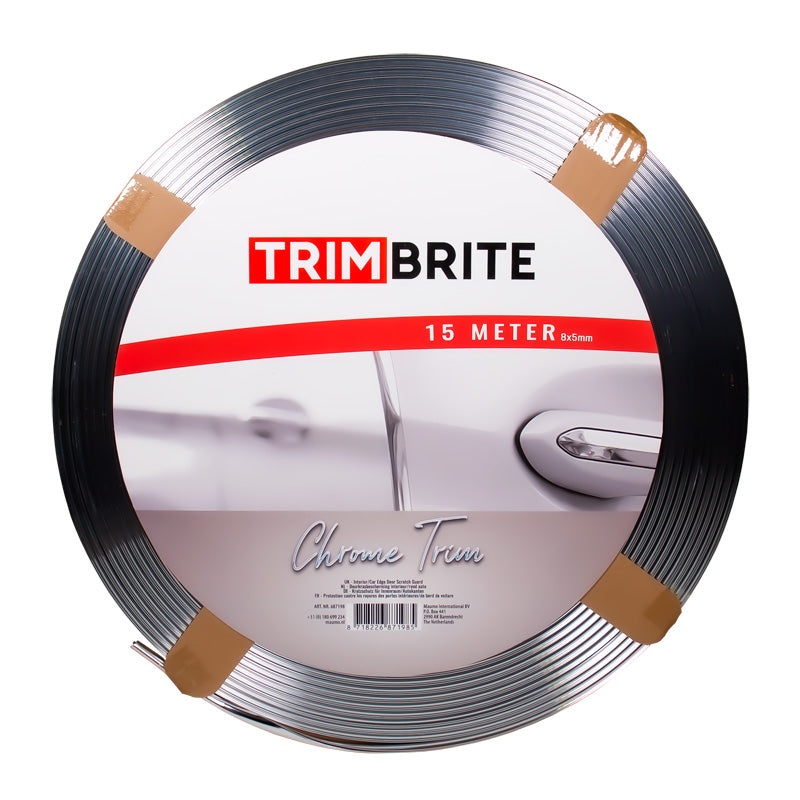 Trimbrite, självhäftande dekorationsremsa - Krom - 15 meter - U-profil 8x5mm