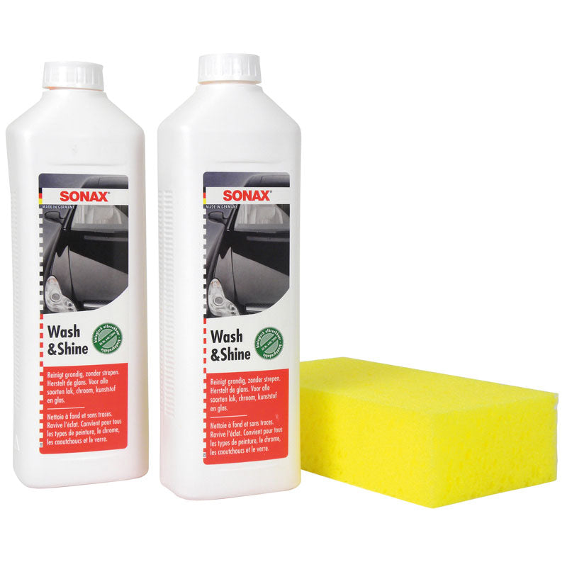 SONAX, Effective Wash & Shine Schampo Set - 2 injektionsflaskor och svamp