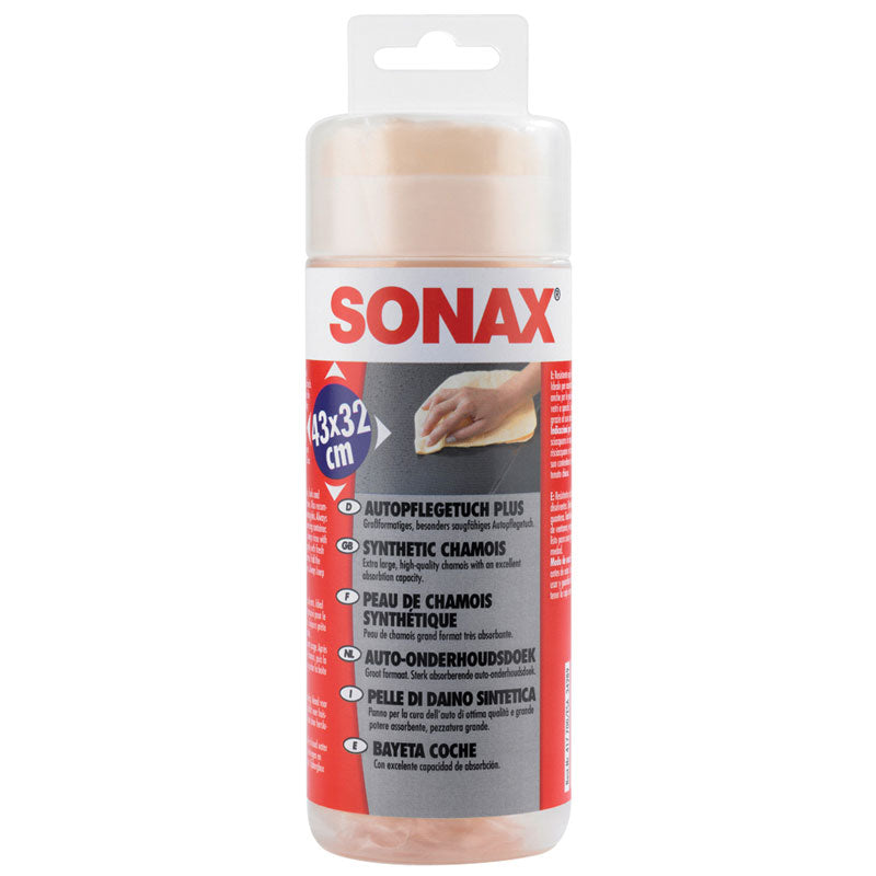 SONAX, Extra Large Synthetic Chamois - High Absorption - Praktisk behållare