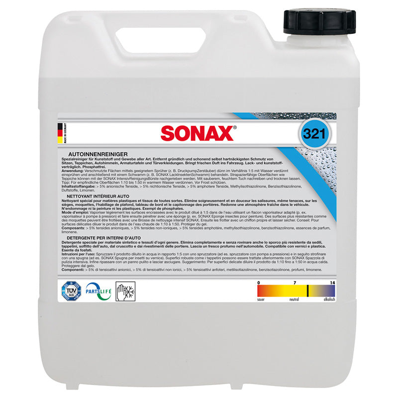 SONAX, Inredningsrengöring - 10 liter - Effektiv mot smuts och lukt