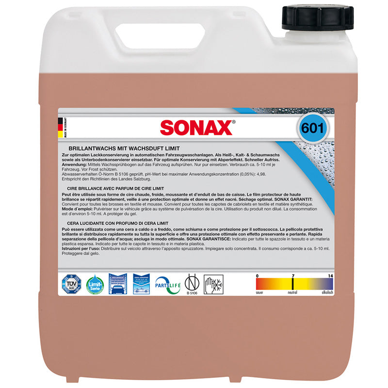 SONAX, Limit Brilliant Wax - 10 liter - Optimalt lackskydd för automatisk biltvätt