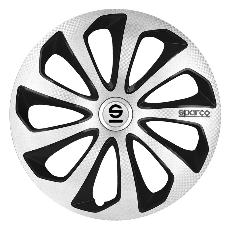 Sparco, Navkapslar, 4 st., Sicilia - 14-tums - Silver/Svart/Carbon