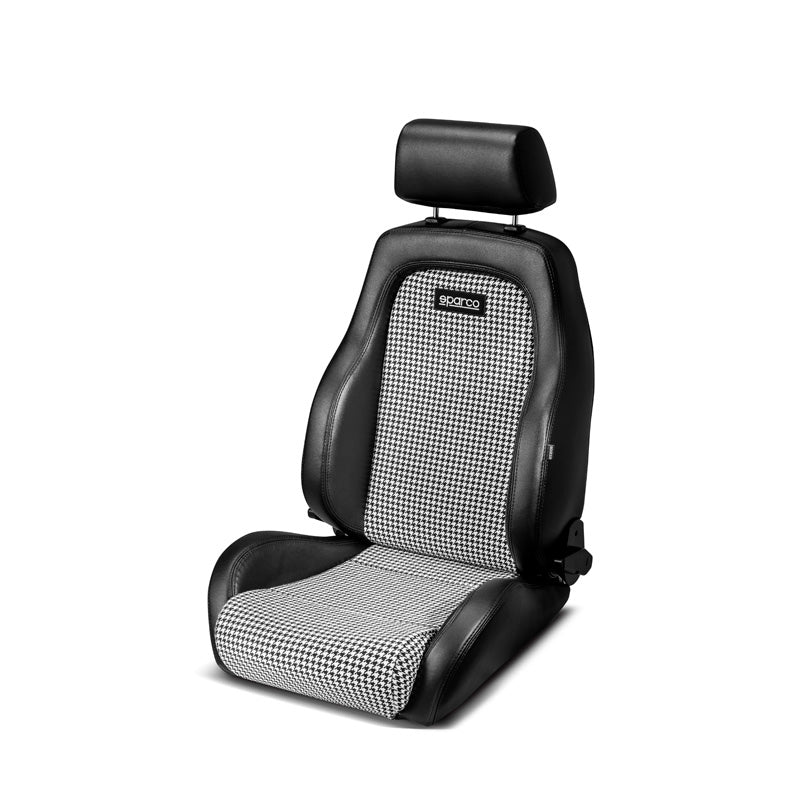 Sparco, Sport Seat GT - Svart Skai + Svart/vit 'Retro' mikrofiber - Lutbar