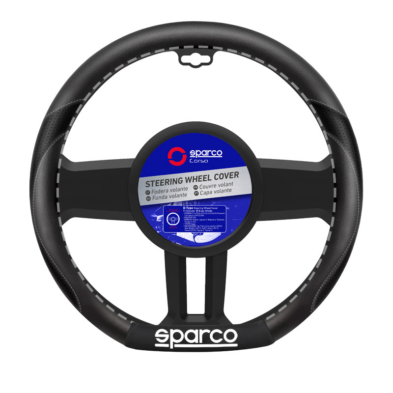 Sparco, Sportig läderrattöverdrag - D-Type 37,5 cm - passar Citroën/Peugeot/Renault/Toyota/Volkswagen