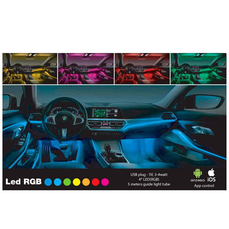 Simoni Racing, Interiör Ambient Light RGB LED - 5 meter fiberoptisk kabel