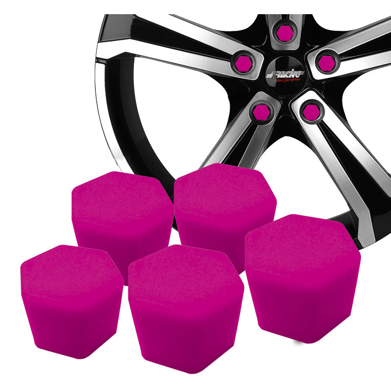 Simoni Racing, Mjuk Silikon Hjulmutterskydd - 19mm - Rosa - Set med 20 st.