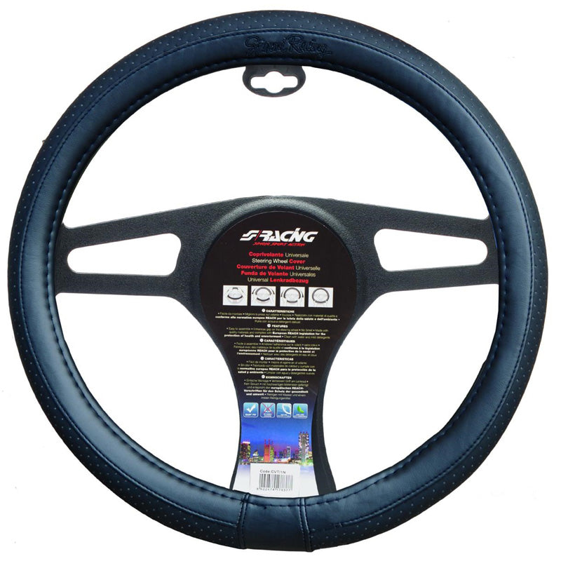 Simoni Racing, Comfort Steering Wheel Protection - Total Black - Ecoleather - 35-37cm