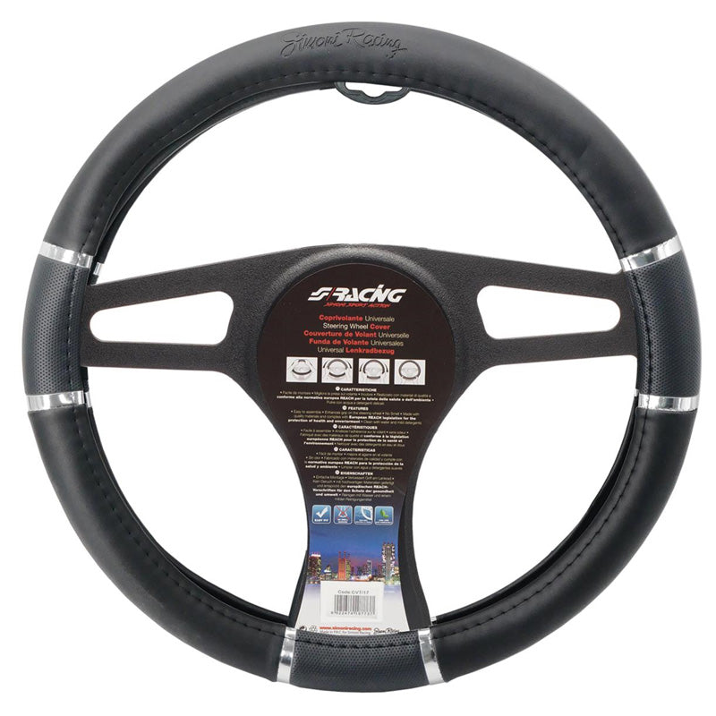 Simoni Racing, Comfort rattkåpa - Svart Ecoleather/Chrome - 37-39cm