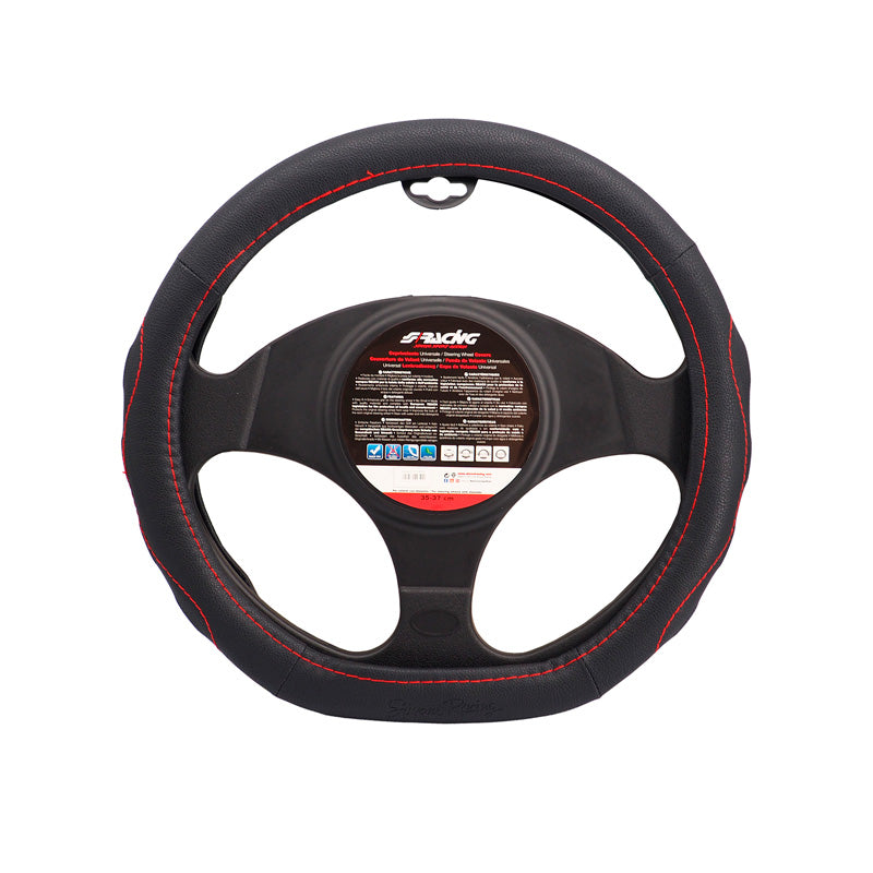 Simoni Racing, Comfort Steering Wheel Protector Compe Small - Svart Ecoleather med röda sömmar - 35-37cm