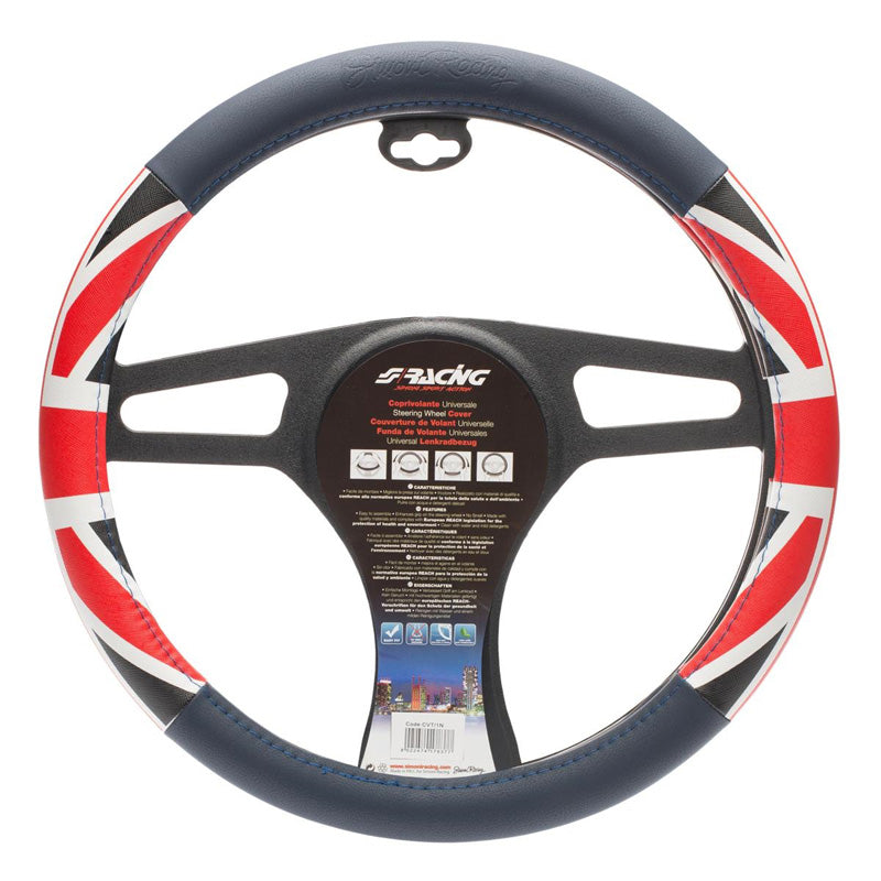 Simoni Racing, Rattskydd UK-Flagga - Blå/Röd/Vit Ecoleather - 37-39cm