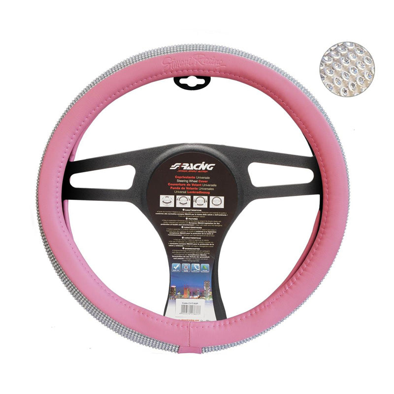 Simoni Racing, Rattskydd - Rosa Ecoleather med diamanter - 37-39cm