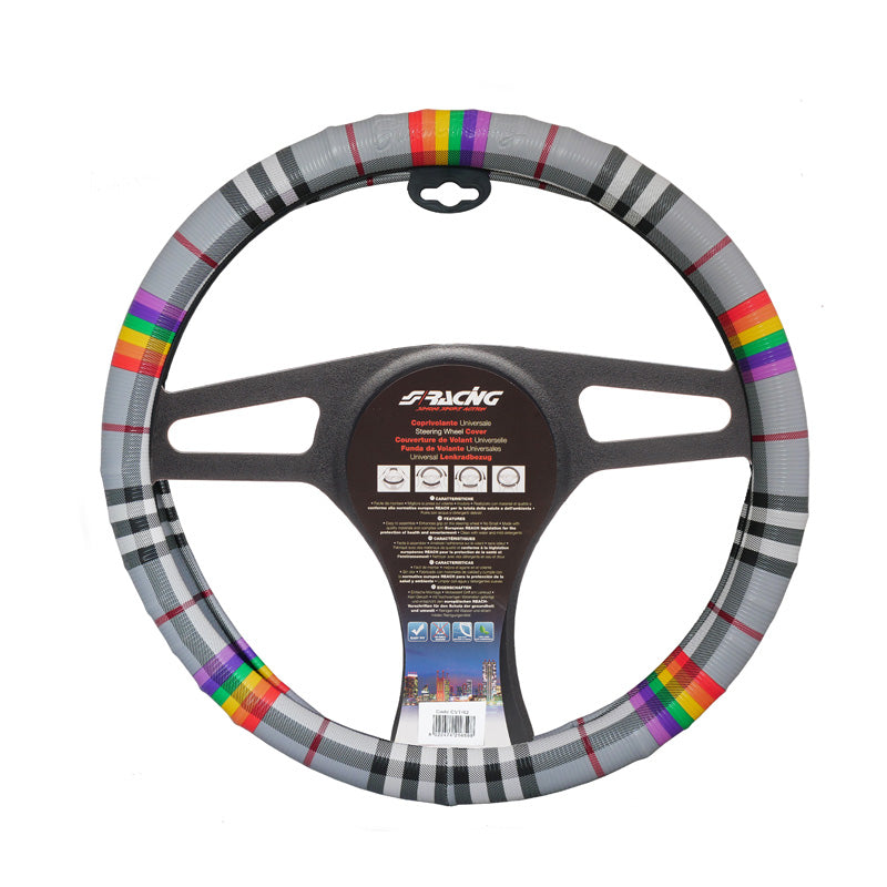 Simoni Racing, Fancy Ratchet Steering Wheel Guide - Multicolored Ecoleather - 37-39cm