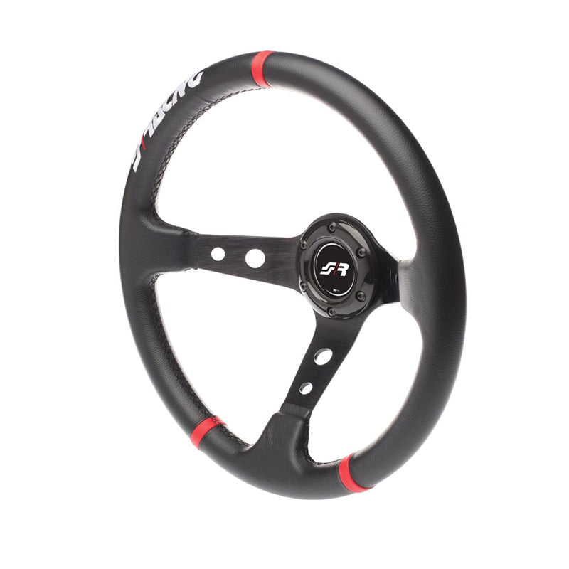 Simoni Racing, Sportratt, Grus - Svart Ecoleather/Röd - Diameter 350mm