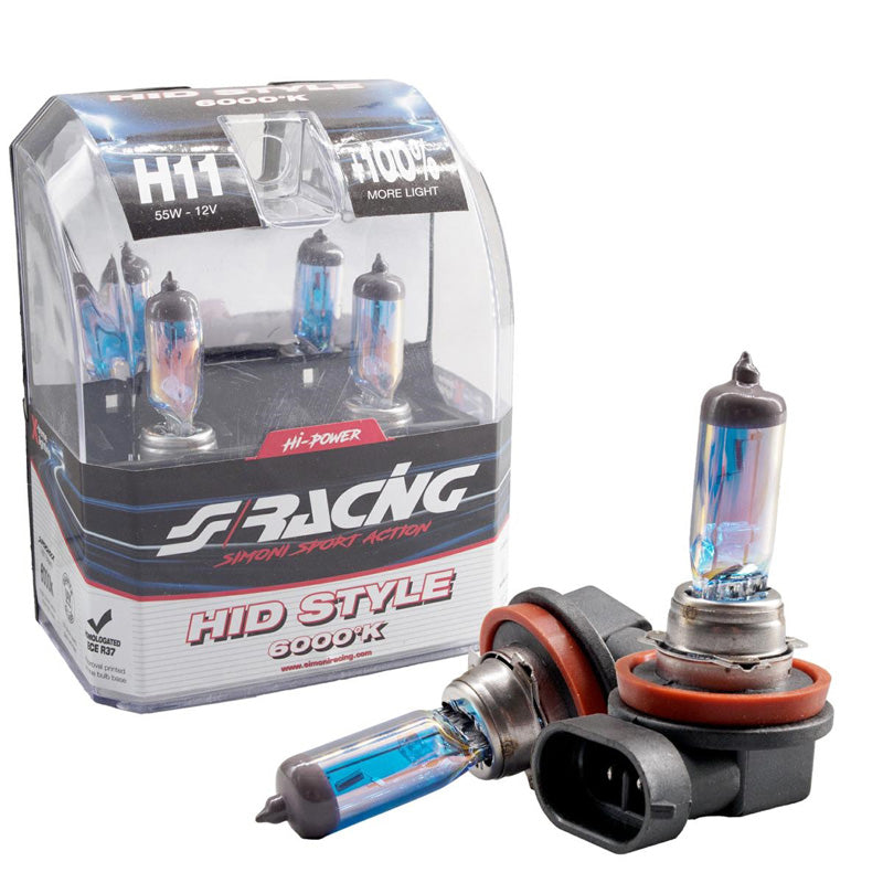 Simoni Racing, Halogenlampor 'HID Style' H11 (6000K) Hyperwhite - 12V/55W - Set med 2 st. ECE-R37