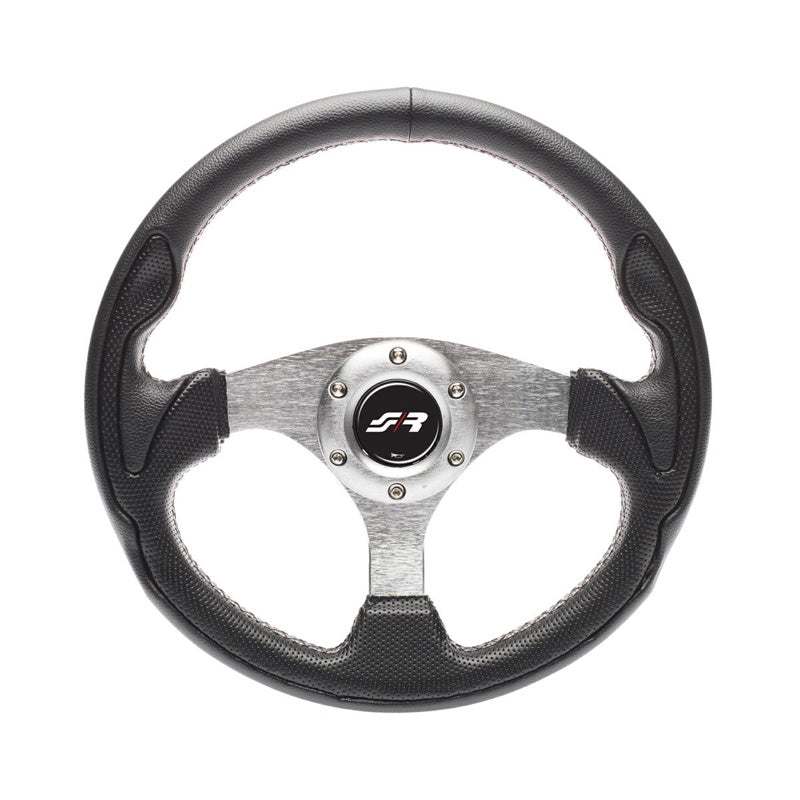 Simoni Racing, Sportratt, Interlagos - Svart Ecoleather/Aluminium - Diameter 320mm