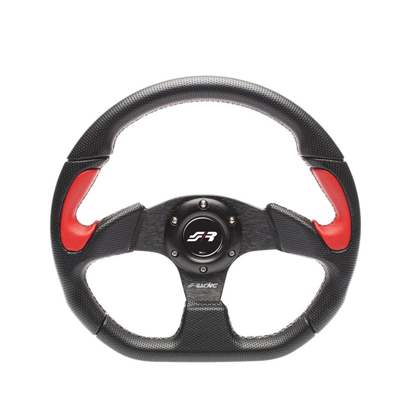 Simoni Racing, Sportratt, X2 Poly Pelle - Svart Ecoleather/Röd - Diameter 330mm